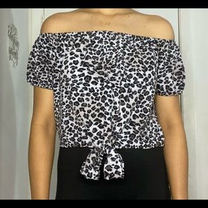 Leopard print semi crop top.